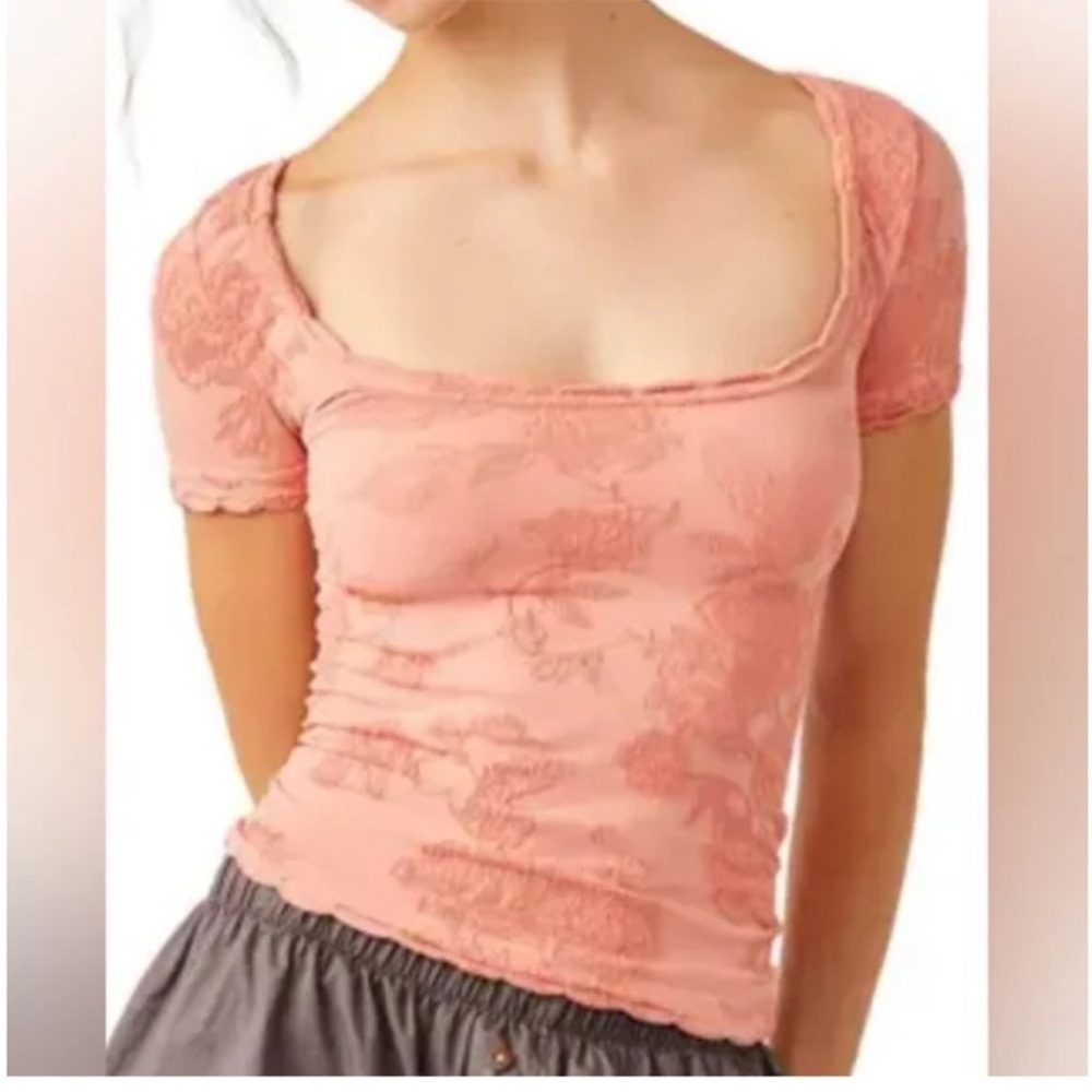 Free People Send Love Seamless Tee Coral Size M